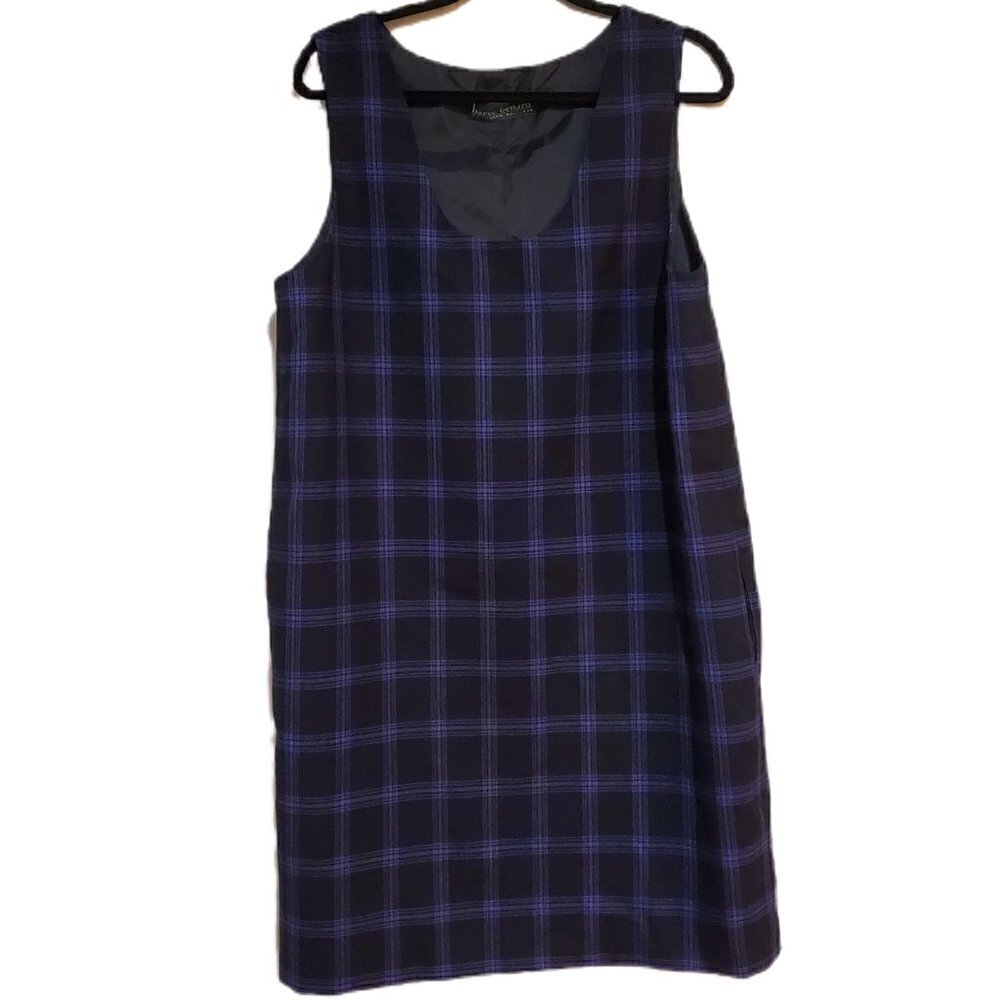 Vintage 1980's Harve Benard By Benard Holtzman Windowpane Plaid Sheath Dress